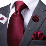 Funki Buys | Neckties | Men's 4 Pcs Crimson Luxury Silk Tie Set