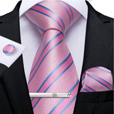 Men's 4 Pcs Formal Pink Silk Tie Sets - Pink - 0433 - One Size - Silk - image 12