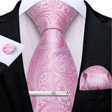 Men's 4 Pcs Formal Pink Silk Tie Sets - Pink - 0436 - One Size - Silk - image 8