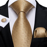 Men's 3 Pcs Classic Gold Tie Set - Gold  - N-0532 - One Size - Silk - image 13