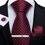 Men's 4 Pcs Formal Silk Red Tie Sets - Red - 0875 - One Size - Silk - image 4
