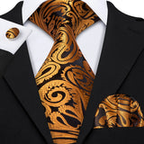 Men's 3 Pcs Classic Gold Tie Set - Gold - N-0988 - One Size - Silk - image 21