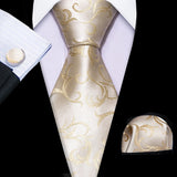 Men's 3 Pcs Classic Gold Tie Set - Gold - N-1117 - One Size - Silk - image 32