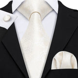 Men's 3 Pcs Classic Gold Tie Set - White - N-1174 - One Size - Silk - image 33