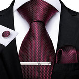 Men's 4 Pcs Formal Silk Red Tie Sets - Red - 1464 - One Size - Silk - image 6