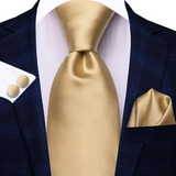 Funki Buys | Neckties | Men's 3 Pcs Luxury Champagne Gold Tie Set