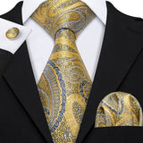 Men's 3 Pcs Classic Gold Tie Set - Gold - N-5166 - One Size - Silk - image 11
