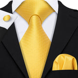 Men's 3 Pcs Classic Gold Tie Set - Gold - N-5197 - One Size - Silk - image 3