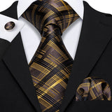 Men's 3 Pcs Classic Gold Tie Set - Gold - N-5212 - One Size - Silk - image 23