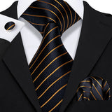 Men's 3 Pcs Classic Gold Tie Set - Gold - N-5218 - One Size - Silk - image 29