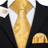 Men's 3 Pcs Classic Gold Tie Set - Gold - N-5220 - One Size - Silk - image 5