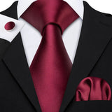 Funki Buys | Neckties | Men's 3 Pcs Premium Burgundy Tie Set