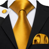 Men's 3 Pcs Classic Gold Tie Set - Gold - N-5265 - One Size - Silk - image 14