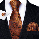 Men's 3 Pcs Classic Gold Tie Set - Gold - N-5150 - One Size - Silk - image 22
