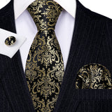 Men's 3 Pcs Classic Gold Tie Set - Gold - N-5335 - One Size - Silk - image 20