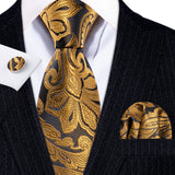 Men's 3 Pcs Classic Gold Tie Set - Gold - N-5404 - One Size - Silk - image 15