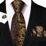 Men's 3 Pcs Classic Gold Tie Set - Gold - N-5412 - One Size - Silk - image 18