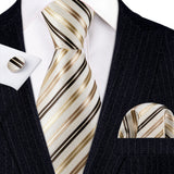 Men's 3 Pcs Classic Gold Tie Set - Gold - N-5434 - One Size - Silk - image 31