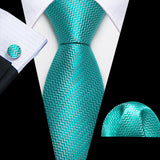 Men's 3 Pcs Luxury Silk Formal Tie Sets - Green - N-5522 - One Size - Silk - image 16