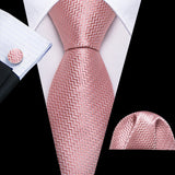 Men's 3 Pcs Luxury Silk Formal Tie Sets - Pink - N-5524 - One Size - Silk - image 9