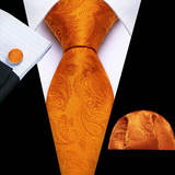 Men's 3 Pcs Dark Orange Paisley Tie Set - Orange - Necktie / 5527 - One Size - Polyester - image 4