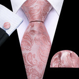 Men's 3 Pcs Luxury Silk Formal Tie Sets - Pink - N-5529 - One Size - Silk - image 7