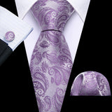 Men's 3 Pcs Luxury Silk Formal Tie Sets - Lilac - N-5540 - One Size - Silk - image 2