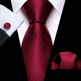 Men's 3 Pcs Luxury Silk Formal Tie Sets - Burgundy - N-5545 - One Size - Silk - image 6