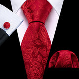 Men's 3 Pcs Luxury Silk Formal Tie Sets - Red - N-5553 - One Size - Silk - image 11