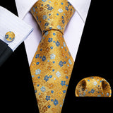 Men's 3 Pcs Classic Gold Tie Set - Gold - N-5916 - One Size - Silk - image 8