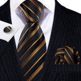 Men's 3 Pcs Classic Gold Tie Set - Gold -N-6020 - One Size - Silk - image 27