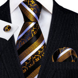 Men's 3 Pcs Classic Gold Tie Set - Gold - N-6313 - One Size - Silk - image 30