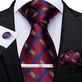 Men's 4 Pcs Formal Silk Red Tie Sets - Red - 7170 - O - One Size - Silk - image 41