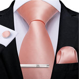 Men's 4 Pcs Formal Pink Silk Tie Sets - Pink - 7242 - One Size - Silk - image 22