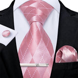 Men's 4 Pcs Formal Pink Silk Tie Sets - Pink - 7389 - One Size - Silk - image 13