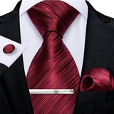 Men's 4 Pcs Formal Silk Red Tie Sets - Red - 7395 - One Size - Silk - image 1