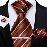 Men's 4 Pcs Formal Silk Red Tie Sets - Red- 7396 - One Size - Silk - image 45