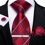 Men's 4 Pcs Formal Silk Red Tie Sets - Red - 7452 - O - One Size - Silk - image 40