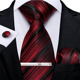 Men's 4 Pcs Formal Silk Red Tie Sets - Red - 7470 - One Size - Silk - image 42