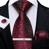 Men's 4 Pcs Formal Silk Red Tie Sets - Red - 7473 - One Size - Silk - image 14