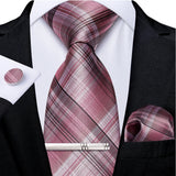 Men's 4 Pcs Formal Pink Silk Tie Sets - Pink - 7483 - One Size - Silk - image 17