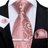 Men's 4 Pcs Formal Pink Silk Tie Sets - Pink - 7494 - One Size - Silk - image 19