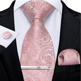 Men's 4 Pcs Formal Pink Silk Tie Sets - Pink - 7498 - One Size - Silk - image 20