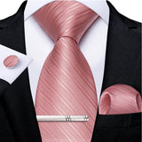 Men's 4 Pcs Formal Pink Silk Tie Sets - Pink - 7609 - One Size - Silk - image 27
