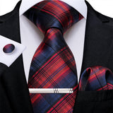 Men's 4 Pcs Formal Silk Red Tie Sets - Red - 7639 - O - One Size - Silk - image 39