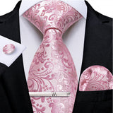 Men's 4 Pcs Formal Pink Silk Tie Sets - Pink - 7710 - One Size - Silk - image 1