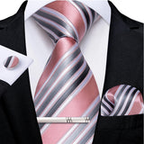 Men's 4 Pcs Formal Pink Silk Tie Sets - Pink - 7736 - One Size - Silk - image 14