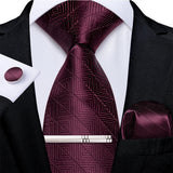 Men's 4 Pcs Formal Silk Red Tie Sets - Red - 7911 - One Size - Silk - image 7