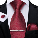 Men's 4 Pcs Formal Silk Red Tie Sets - Red - 7911 - One Size - Silk - image 28