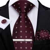 Men's 4 Pcs Formal Silk Red Tie Sets - Red - 7911 - One Size - Silk - image 44